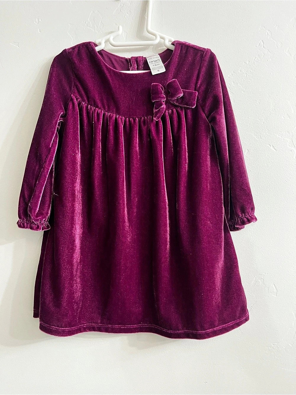 Carter's Velvet Bow Dress Size 18M Like New